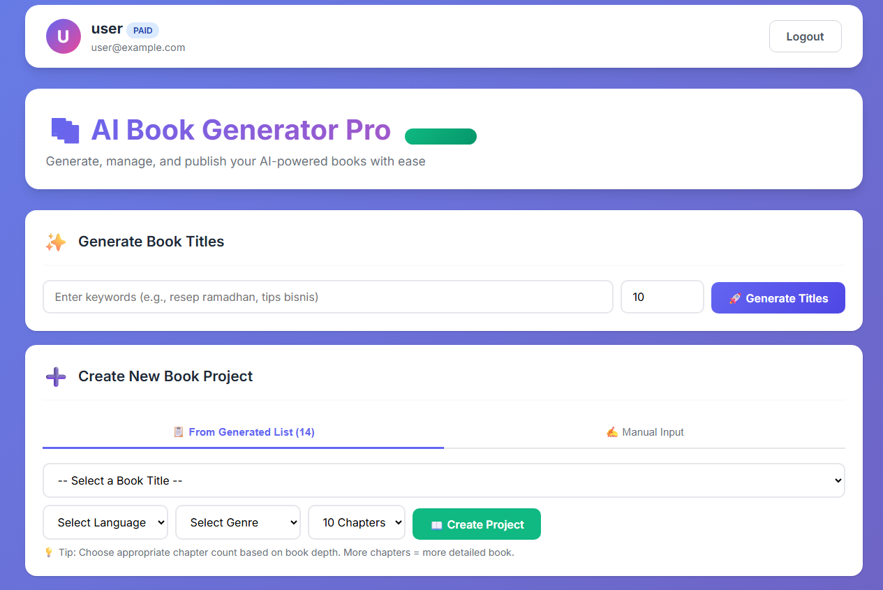 AI BOOK CREATOR  - GENERATE A SINGLE BOOK IN 5 MINUTES